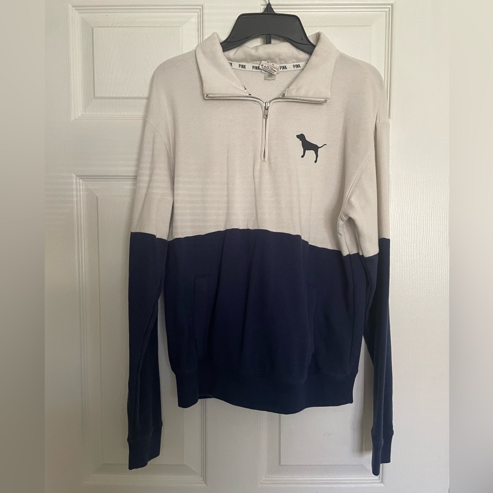 PINK Victoria's Secret Quarter Zip Sweater - Beige and Navy